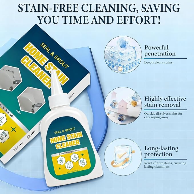 Home Stain Cleaner Gel, Home Remover Gel, Deep Cleaning Gel for Tile Gaps, Washing Machine, Refrigerator Strips, Home Kitchen Sinks, Wall & Shower Stains - 6.76 Fl oz