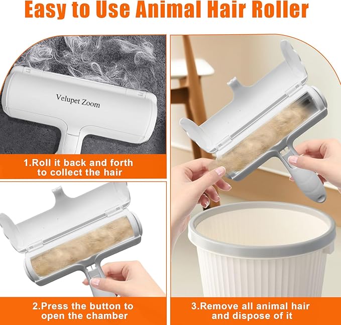 Pet Hair Remover Lint Roller for Pet,Cat Hair Removal Tool Reusable Lint Roller for Furniture, Couch, Carpet, Clothing and Bedding,White Blue