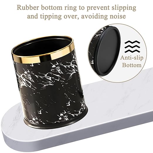 Metal Trash Can, Double-Walled Waste Basket Hides The Trash Bag, Open Top Round Garbage Can Small Trash Bin for Bathroom, Kitchen, Bedroom, Office, Toilet, etc.