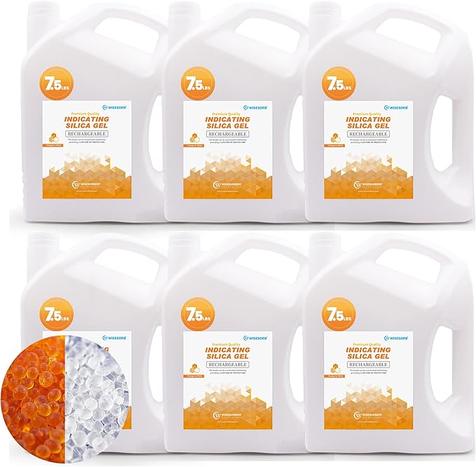 [45 LBS] Orange Premium Indicating Silica Gel Beads (Industry Standard 3-5 mm) - Reusable Desiccant Beads Silica Gel Dehumidifier
