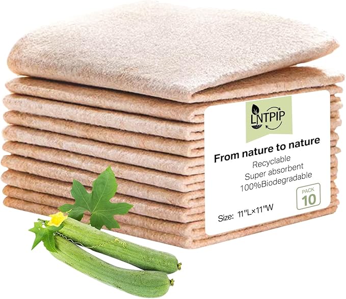 10 Packs of Swedish Dish Cloths for Kitchen Reusable - 100% Biodegradable and Compostable, Food-Grade Safe and Free of Plastic - Dish Rags Suitable for Any Surface (11"*11")
