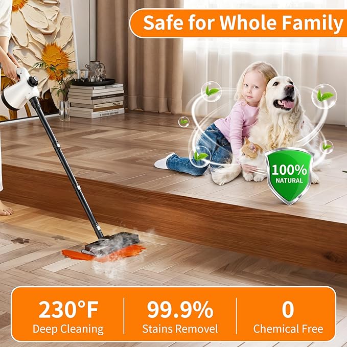 Steam Mop, Detachable Steam Cleaner 16-in-1 Lightweight Handheld Steamer for Hardwood Floors, Home, Tile, Furniture, Clothes, Windows Cleaning