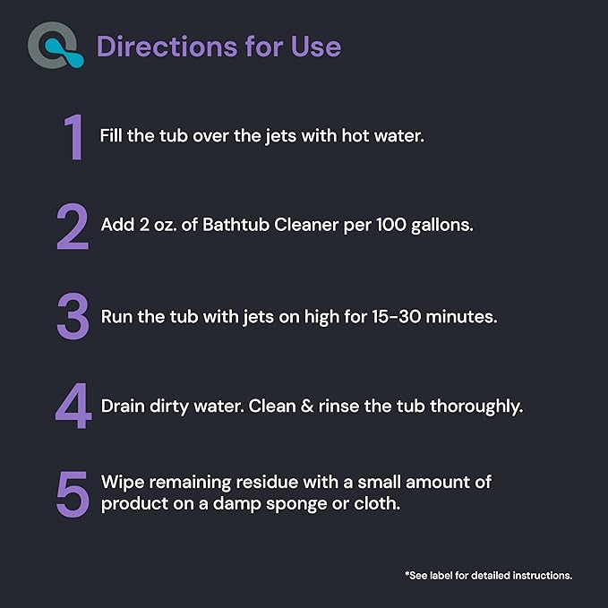 AquaDoc Jetted Bathtub Cleaner - Bathtub Jet Cleaner & Spa Cleaner Chemical - Fast Acting Jetted Tub Cleaner - Recommended Jet Tub Cleaner for Bathtub and Spa Cleaner for Hot Tub