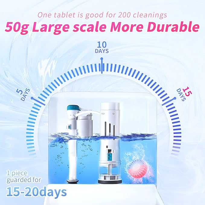 Automatic Toilet Bowl Cleaner Tablets, 30-Pack Long-Lasting Toilet Tank Cleaner for Bathroom, Blue Water Freshener, Prevents Stains & Odor, Safe for All Toilets (30, Blue and Pink)