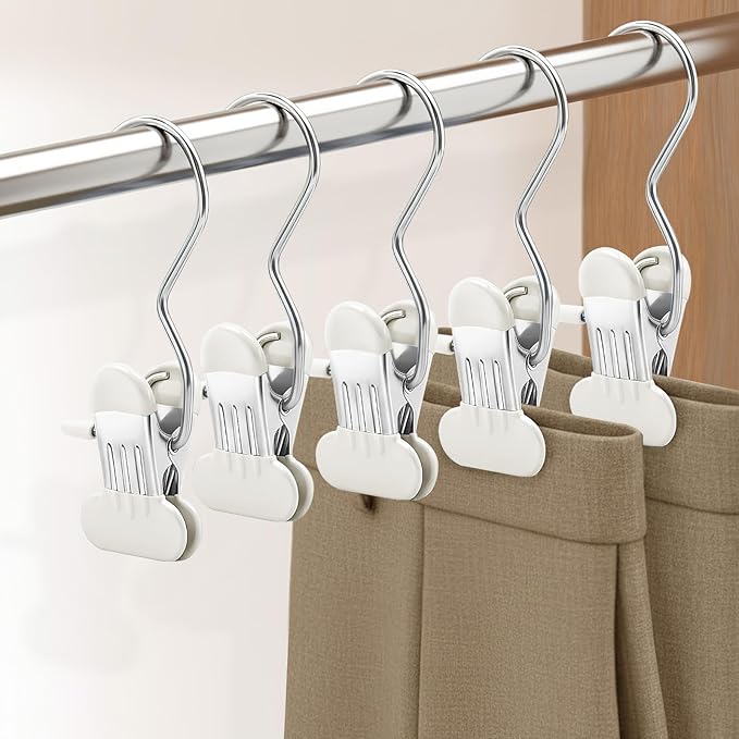 Wide 20 Pack Leggings Hangers for Closet, Metal Pants Hangers with Clips, Non-Slip Skirt Boot Jeans Hanger, Stackable Closet Organizer Space Saving White