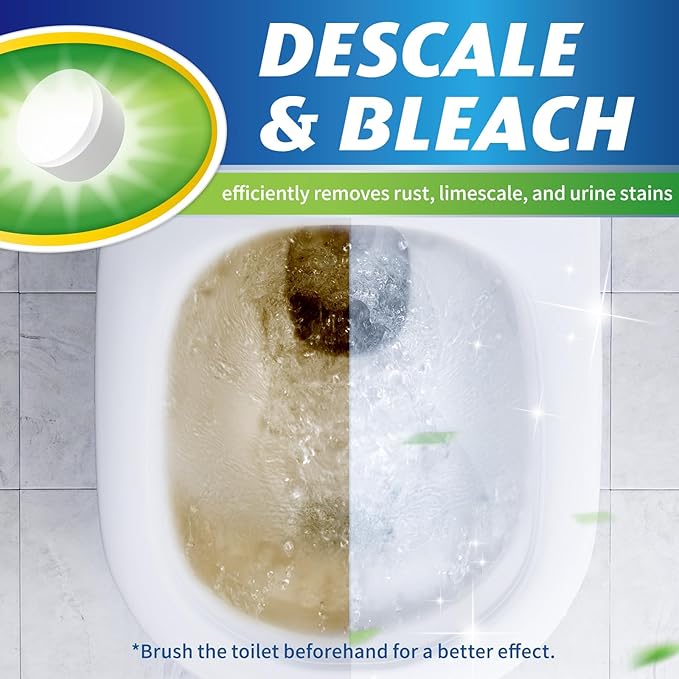 Toilet Bowl Cleaner Tablets - 40 PCS Automatic Bleach Toilet Cleaner Tablets, Slow-Releasing Deodorizing & Descaling, Powerful Bathroom Tank Cleaner
