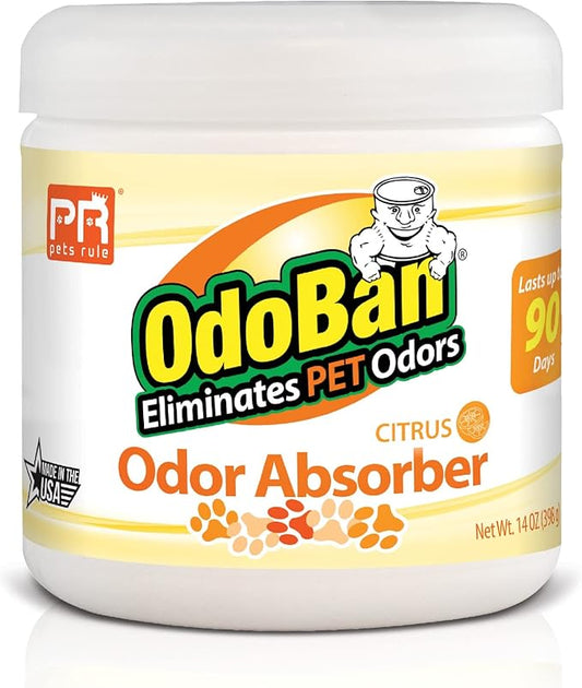 Pets Rule OdoBan Solid Odor Absorber Air Freshener, 14 Ounce Jar, Citrus Scent