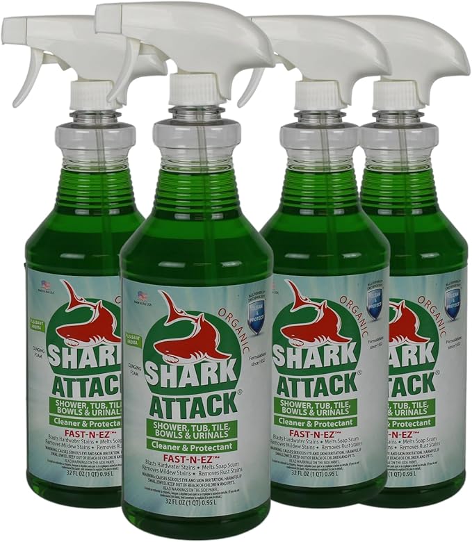 Shark Attack Organic - Bathroom Cleaner & Protectant - 32 oz (4), Green