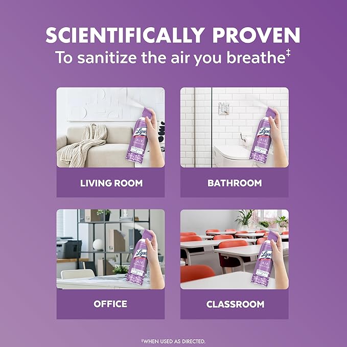 Lysol Air Sanitizer Spray with Odor Eliminator - Lavender Sky Scent - 10 oz Bottle (296 ml) - Pack of 3 - Sanitizing Air Freshener Alternative - Home, Bathroom, Kitchen - Kills Airborne Bacteria