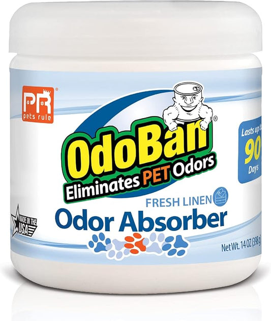 Pets Rule OdoBan Solid Odor Absorber Air Freshener, 14 Ounce Jar, Fresh Linen Scent