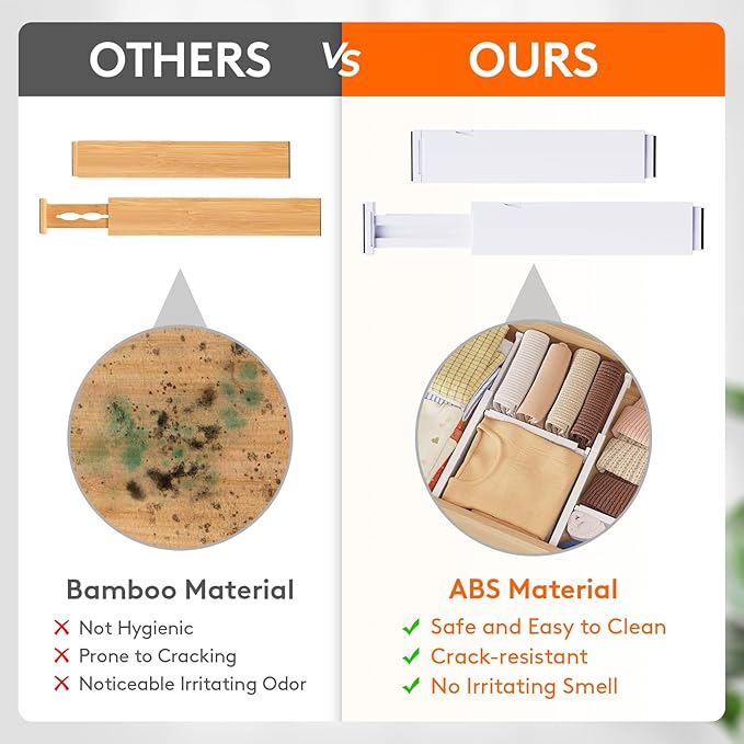 Lifewit 8 Pack Kitchen Drawer Dividers 2.36" High, 11"-17" Adjustable Drawer Organizer for Utensils/Clothes/Makeup, Plastic Expandable Separators in Dresser/Bedroom/Bathroom/Office Storage