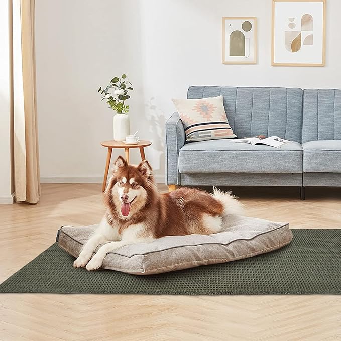 ZALL Waffle Bath Mat,Super Absorbent Non Slip Long Bathroom Runner Rug,Dark Green 24X60inch,Machine Washable Ultra Soft Floor Mats