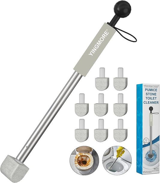 Pumice Stone Toilet Bowl Cleaner,16.7Inch Toilet Pumice Stone with Handle Cleans Hard Water Ring Calcium Buildup&Stains for Toilet Bath Kitchen Household Cleaning (MTS-Grey)