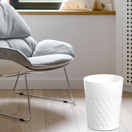 JiatuA 3 Pack Small Trash Can with Trash Bags Bathroom Garbage Bin Round Plastic Waste Basket for Kitchen, Bedroom, Office, College Dorm, Craft Room, White