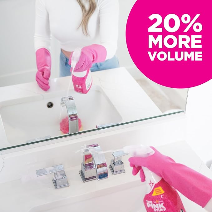 Stardrops - The Pink Stuff Miracle Bathroom Foam Cleaner, 30 fl oz – Now 20% More! Powerful Foaming Action for Showers, Sinks, Tubs & Tiles – Removes Soap Scum, Limescale & Grime with Ease