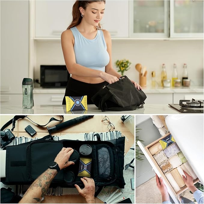 125g Rechargeable Desiccant Packs Dehumidifier Bag - 2 Pack - Moisture Absorbers For Safes, Car, Bathroom, Storage, Garage - Moisture Remover Eliminates Humidity - Reusable Desiccant Bags