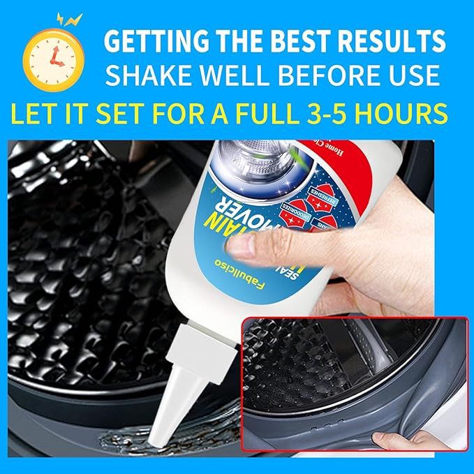 Home Stain Remover Gel – Stubborn Stain Cleaner No Harsh Scrubbing Required (Front Loader Washing Machine Seal Washing Machine Seals, Sinks & Tiles | No-Slip Formula | 5H Penetration)