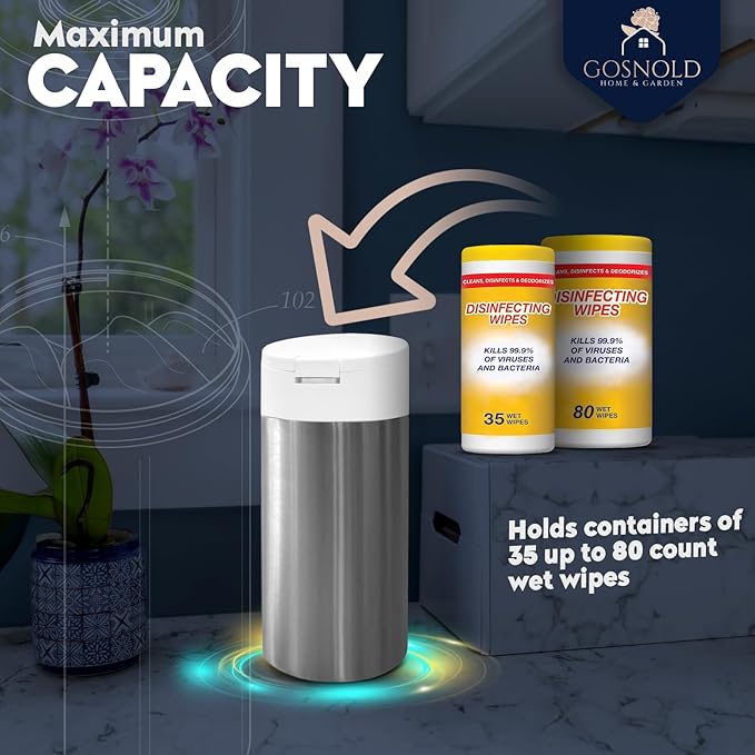 Extra Large Refillable Wet Wipes Dispenser (Cream Lid) | Fits Clorox, Lysol, Bleach, Disinfecting Wipes | Durable Reusable Wipes Holder for Kitchen, Bathroom, Office, School | Gosnold Home & Garden