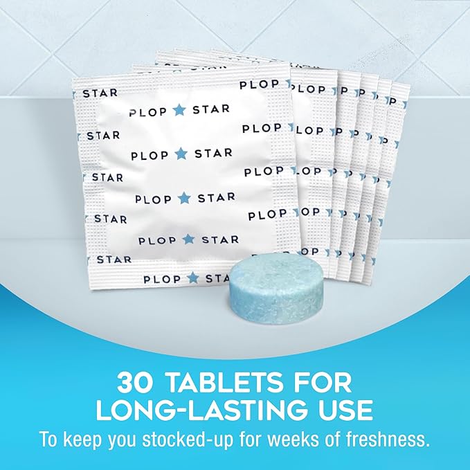 Odor Eliminating Toilet Tablets, Shark Tank Bathroom Deodorizer with Citrus Essential Oils, Individually-Wrapped Toilet Deodorizer, Single-Use Bathroom Odor Eliminator, 30 Tablets