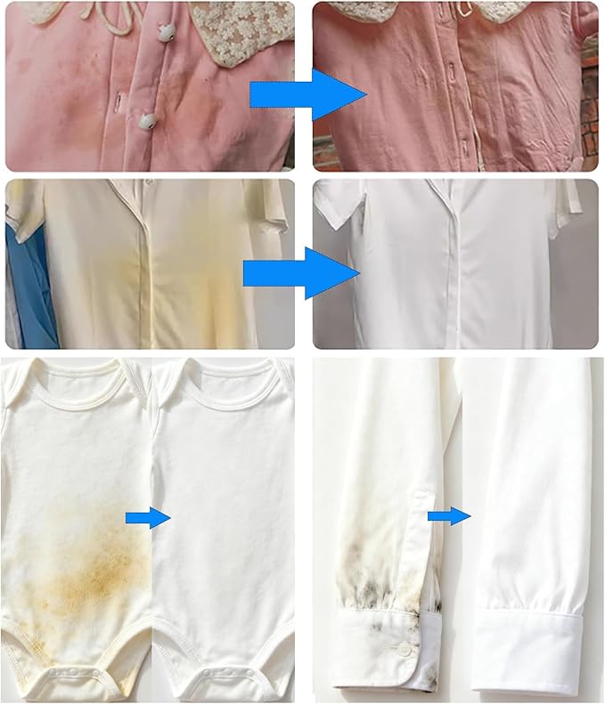 XIRUJNFD Hyper Concentrated Strong Stain Remover Powder, Oxygen Laundry Powder, Professional Strong Formula for Clothes, Safe on Colors, Removes 99% of Stains, 17.6 Fl Oz (2)