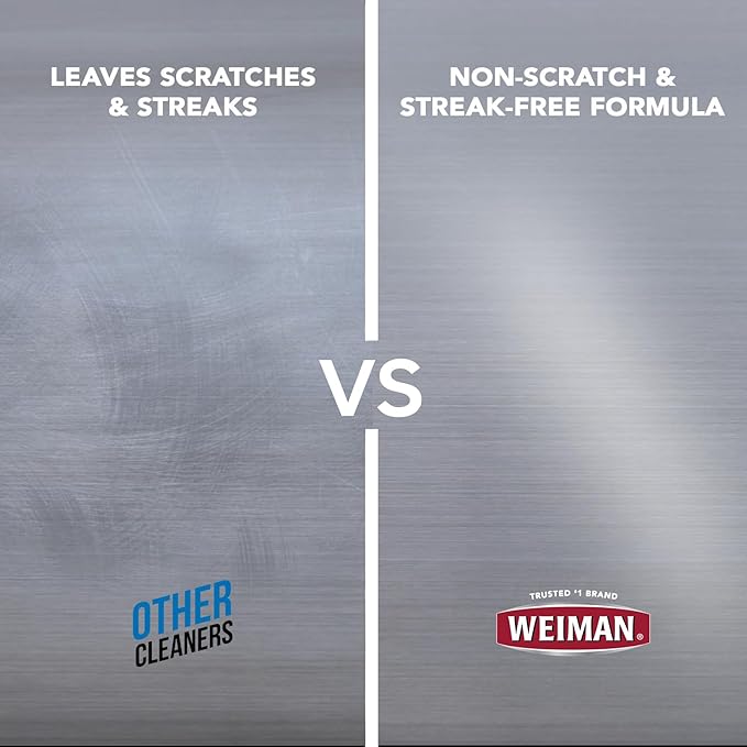 Weiman Stainless Steel Cleaner and Polish - Protects Appliances from Fingerprints and Leaves a Streak-Free Shine for Refrigerator, Dishwasher, Oven & Grill, Cleaning Supplies, Microfiber Cloth