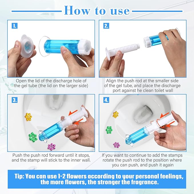 6 Pcs Toilet Gels 84 Count 1 Kind Flower Stamp Bowl Gel Scent Toilet Stain Removal Cleaner Air Freshener Flower Stamps Pack for Bathtubs Bathroom