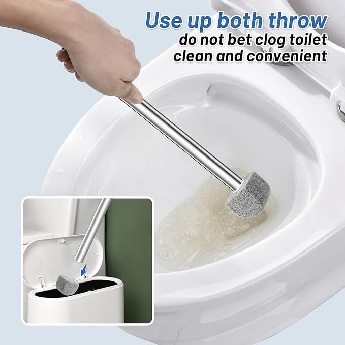 Pumice Stone Toilet Bowl Cleaner Toilet Deep Cleaning,Bathroom Cleaner Brush with Long Handle for Remove Hard Water Stains with Toilet Handle+ Pumice Stones