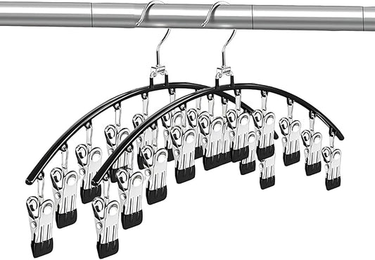 YRXEFY Legging Organizer for Closet, 2 Pack Metal Yoga Pants Hangers with 10 Clips Holds 20 Leggings, Space Saving Hanging Closet Organizer for Small Spaces, Apartment Essentials, Dorm Organization, C