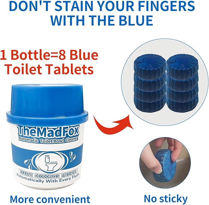 6Pcs Enzymatic Toilet Bowl Cleaner Bottles,Long-Lasting Toilet Tank Cleaner,Automatic Toilet Bowl Cleaner Tablets in Bottles for Tank Bathroom High-efficiency Deodorization Powerful Cleaning