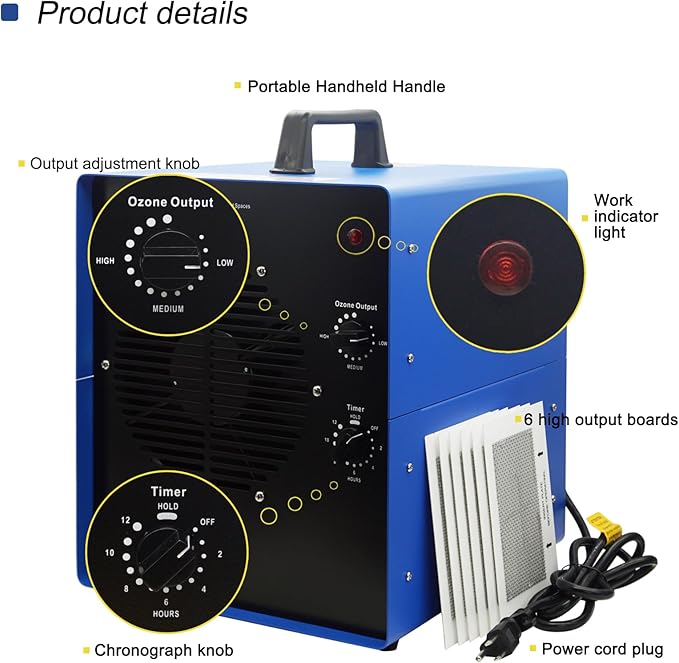 0zone Generator, 7000 Sq/Ft 0zone Machine Ionizer for Industrial, Commercial, Home, Car, Basement