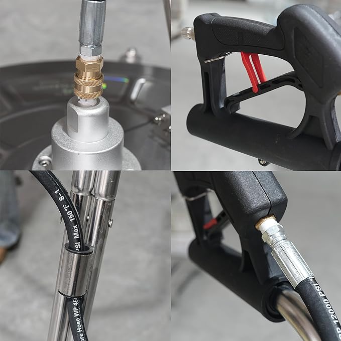 Hourleey 30" Pressure Washer Surface Cleaner with Dual Handles, Stainless Steel Surface Cleaner with 4 Wheels for Driveways, Pathway, Sidewalks, Patios, Decks, 4500 PSI with 3/8" Quick Connector Kit