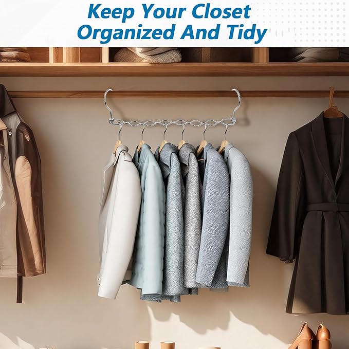 10 Pack Space Saving Hangers for Clothes, Heavy Duty 30Lbs Capacity Magic Collapsible Clothes Space Saver Metal Hanger Organizer with 360° Swivel Hook, Closet Organizers Storage Dorm Essentials Silver