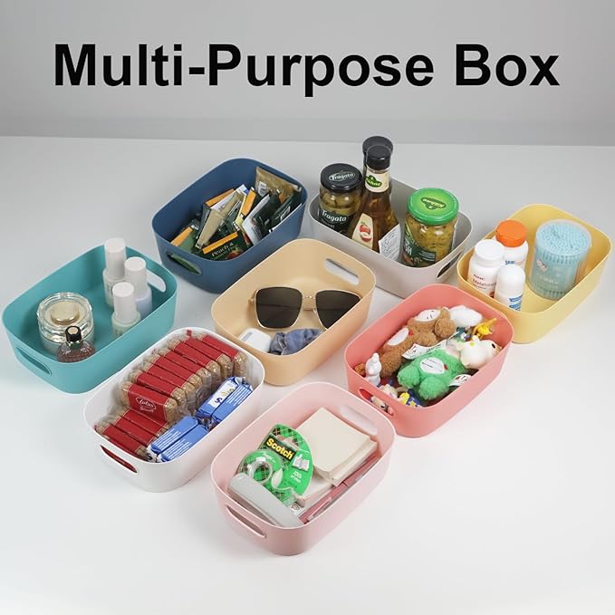 8 Pack Small Drawer Organizer Bins, Plastic Storage Bins Storage Containers for Kitchen Pantry Bathroom Cabinet Organization and Storage Bin Organizing Boxes