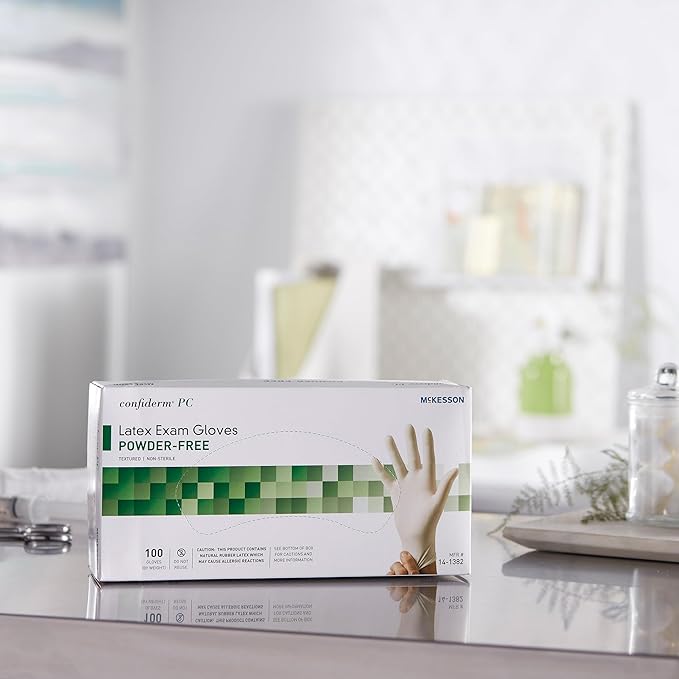 McKesson Confiderm Disposable Latex Exam Glove Standard Cuff Length