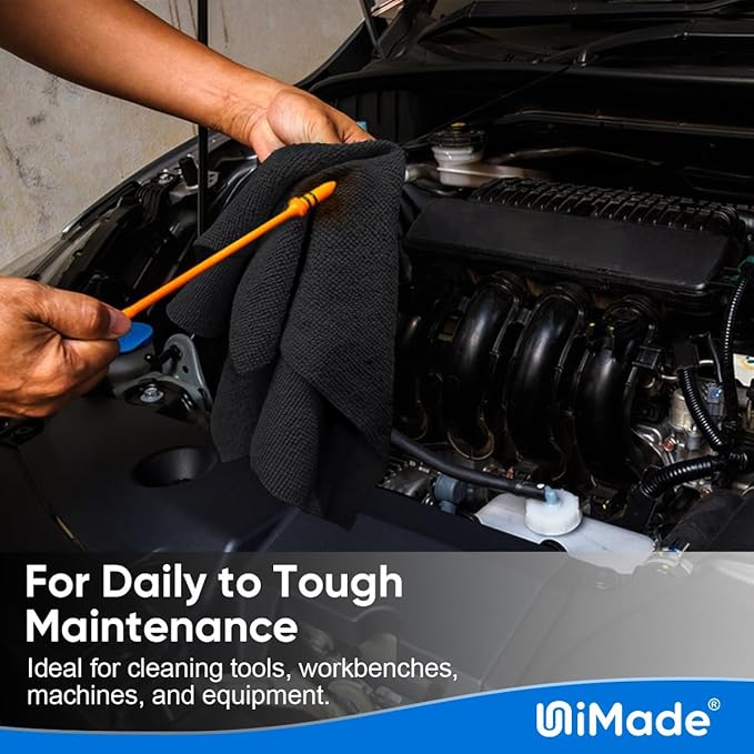 Microfiber Cleaning Cloth, 50 Pack Microfiber Towels for Cars Reusable Shop Rags Bulk Lint Free Cleaning Towels for Car Kitchen Automotive Bar Mechanic Restaurant Garage, 11.5"x 11.5", Black