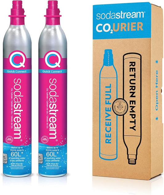 SodaStream CO2 Gas Refill Pack - 2 Cylinders, Pink CQC System - Use box to return your empty cylinders and earn an Amazon.com Gift Card - Compatible with Terra, ART, E-Terra, Aqua Fizz and others