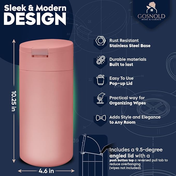 Extra Large Refillable Disinfecting Wet Wipes Dispenser (Pink) | Fits Clorox, Lysol, Bleach, Sanitizing Wipes | Durable Reusable Wipes Holder for Kitchen, Bathroom, Office | Gosnold Home & Garden