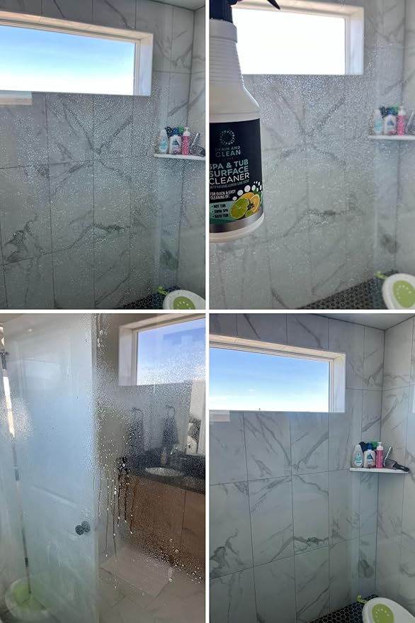 Spa & Hot Tub Surface Cleaner - All Natural Lemon/Lime Scent, Removes Scale, Dirt, Grime, & Hard Water | Ideal for Hot Tubs, Swim Spas, Bath Tubs & Showers | 16oz