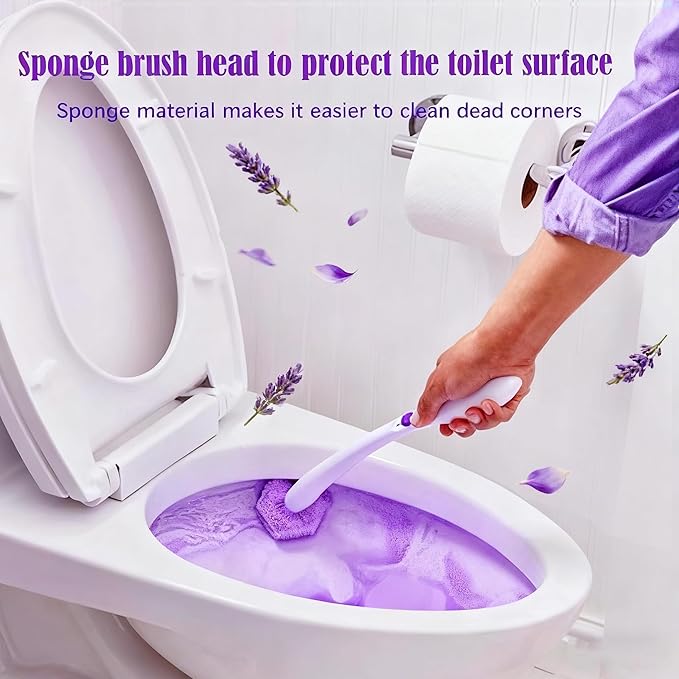 Disposable toilet brush head refills, with purple cleaning agent lavender fragrance, 50 pieces (Lavender)
