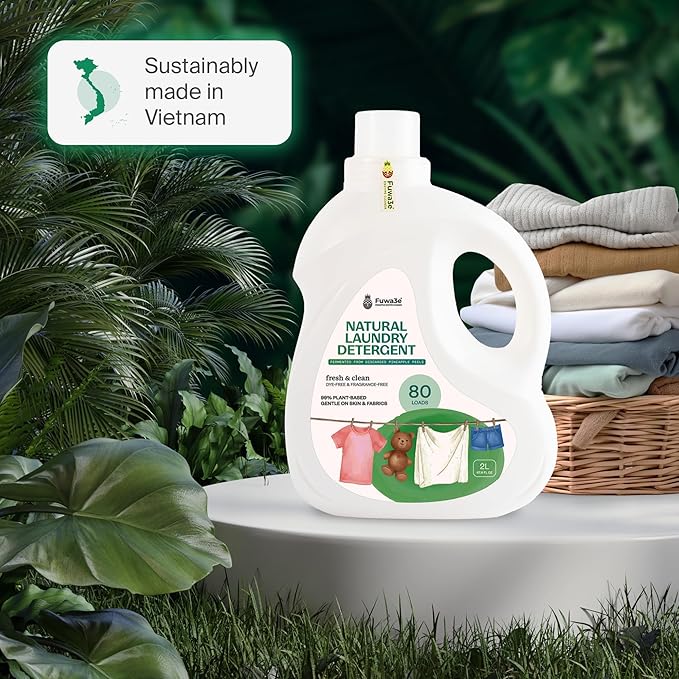 Fuwa3e All Free And Clear Laundry Detergent, Natural Pineapple Enzyme - 67.6oz 80 Loads - Non Toxic, Eco Friendly, Plant Based for Sensitive Skin, Baby Laundry Liquid, Handwash, HE Compatible