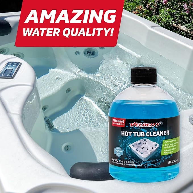 Velocity Hot Tub Cleaner – 2 Uses Per Bottle. Spa Cleaner, Removes Buildup for Instant Clear Water