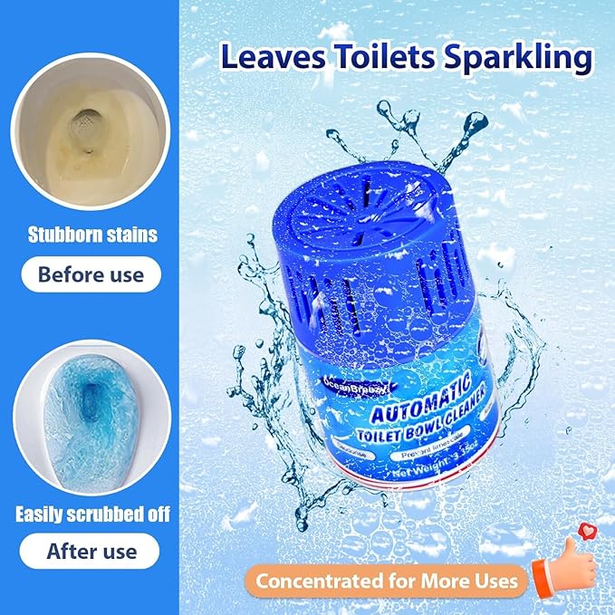 Toilet Bowl Cleaners 3 Bottles | Automatic Long-Lasting Blue Toilet Cleaner Tablets, Septic Safe Toilet Bowl Tablets in Bottles | Larger capacity | Prevent Stain Buil（2800 Flushes Each）