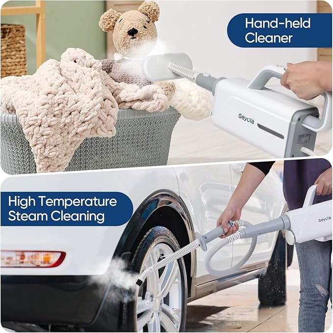 Steam Mop for Floor Cleaning, Steam Cleaner for Home with Handheld 6-in-1 Multi-function Attachments for Hardwood Floors, Clothes, Windows, Tiles Grout, Furniture Cleaning (off-white)