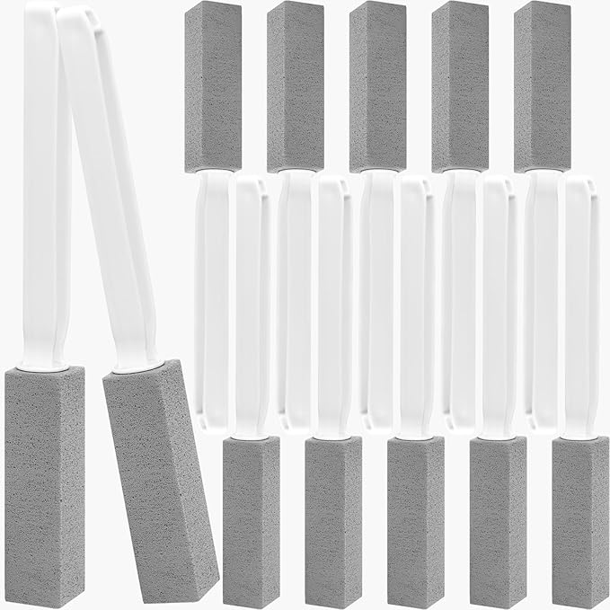 12 Pack Pumice Stone Toilet Bowl Cleaner with Extra Long Handle, Pumice Stone for Toilet Cleaning Toilet Stain Remover Heavy Duty Pumice Toilet Scrubber Brush Removes Hard Water Stains Limescale