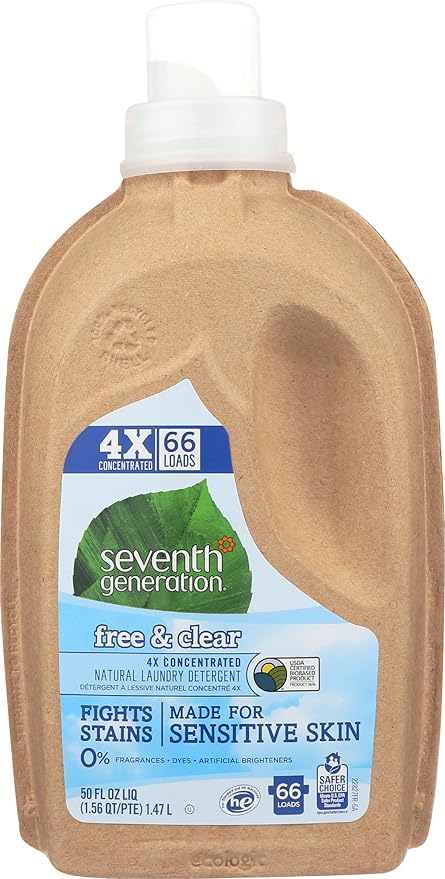 Seventh Generation Liquid Laundry Detergent, Free & Clear, 4x Concentrated, 50 Oz