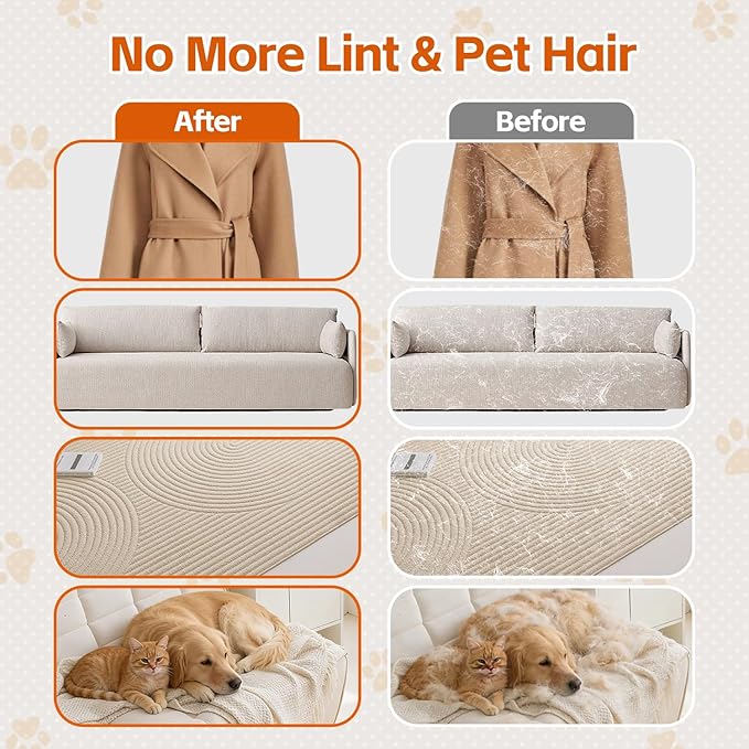 2 in 1 Pet Hair Removal Glove, Upgraded Pet Hair Remover Tool with Wrist Strap, Gentle Shedding Silicone Brushes for Dogs & Cats, Efficient Pet Hair Gloves for Couch Carpet Clothing (Blue)