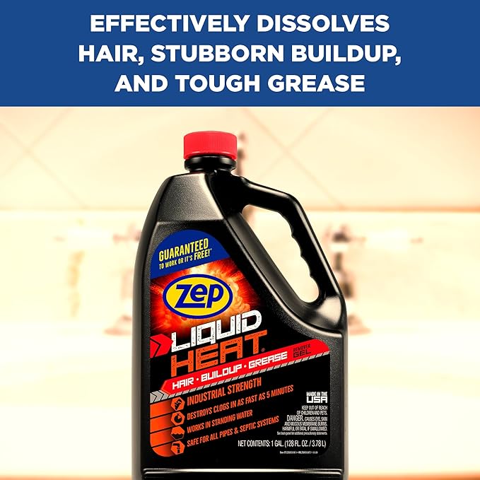 Zep Liquid Heat Clog Dissolver Gel - 1 Gallon (Case of 4) ZULHG128 - Professional Strength Formula Works in less than 10 Minutes