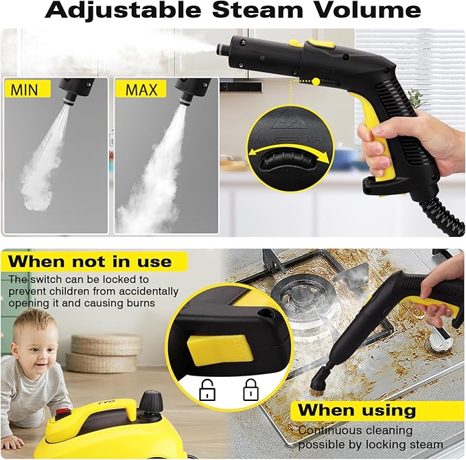 TVD Steam Cleaner, Steamer for Cleaning with 26 Accessories, Steam Cleaner for Home with 5M Extra-Long Power Cord for Home Floor Cleaning, Tile Detailing, Grout, Upholstery.