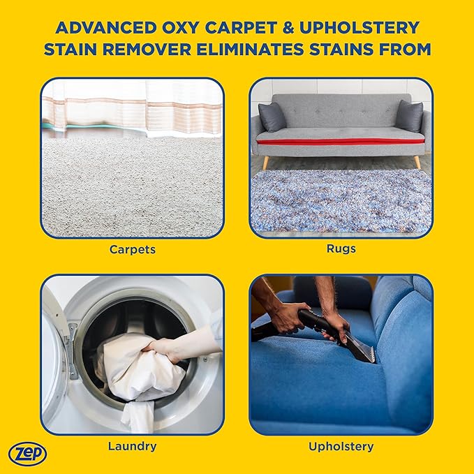 Zep Commercial Advanced Oxy Carpet & Upholstery Stain Remover, 12-1 Qt. Bottles, Bleach-free, Color Safe, Eliminates Tough Stains And Odors (ZUOXSR32)