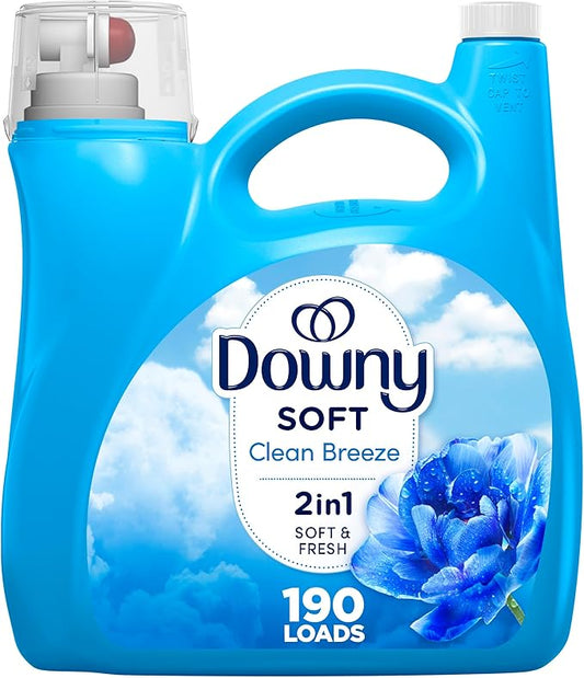 Downy Fabric Softener Liquid (Fabric Conditioner), Clean Breeze Scent, 140 fl oz, 190 Loads